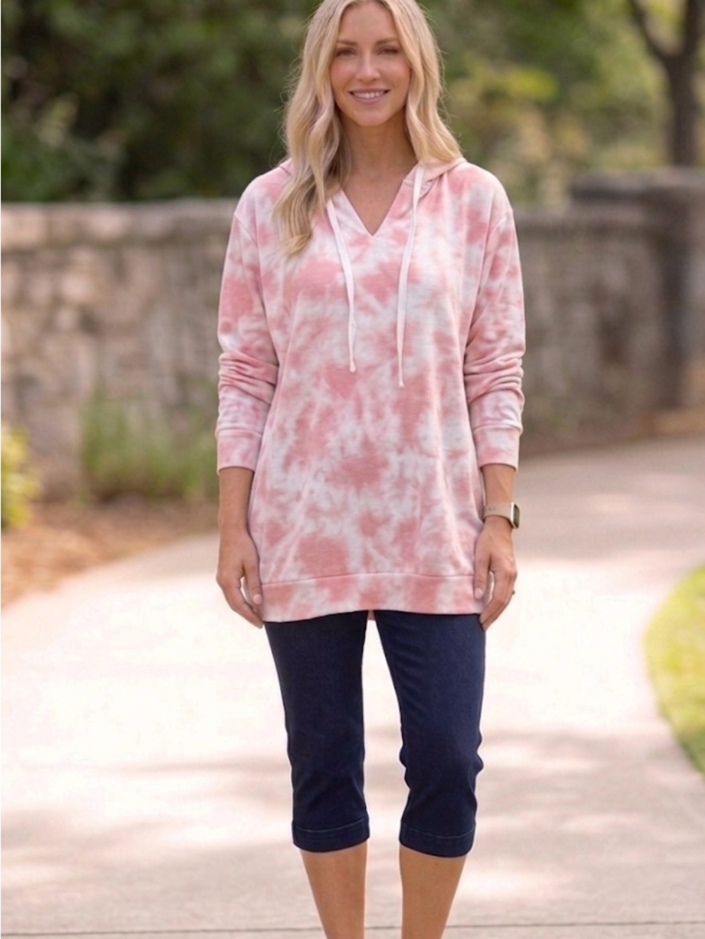 LIVI Active Women's Pink Tie-Dye Hoodie Pullover